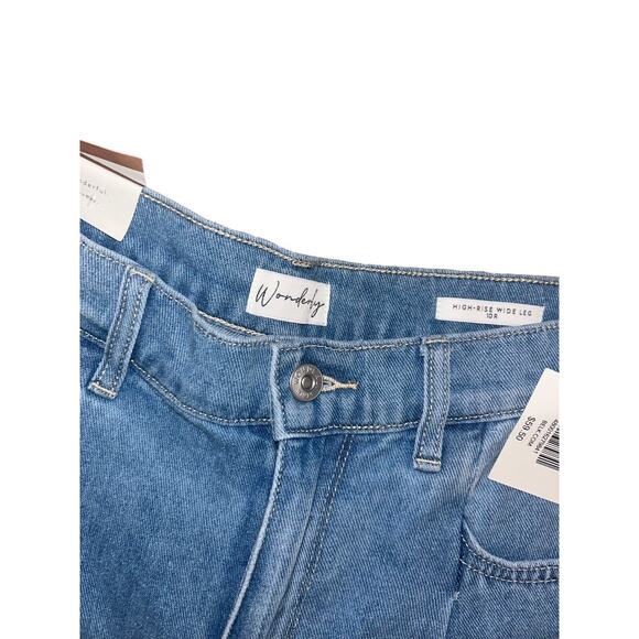 Women's Wonderly High Rise Wide Leg Light Blue Denim Jeans- Size 10R NWT Belk - Picture 5 of 10